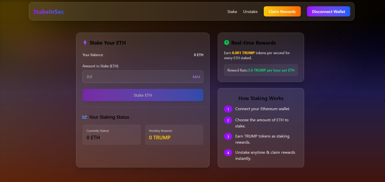 ETH Staking — secure staking contract with ERC-20 token rewards